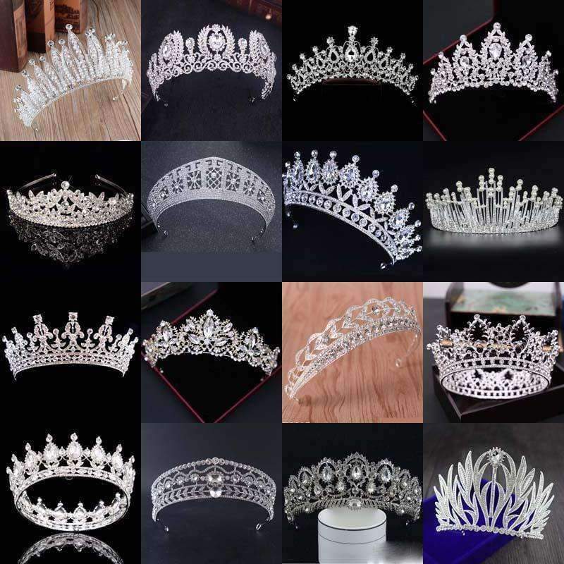 Planet Gates SILVER / White Diverse Silver Crystal Bride Tiara Crown Fashion Pearl Queen Wedding Crown Headpiece Wedding Hair Jewelry Accessories Wholesale