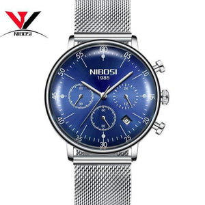 Planet Gates Silver white m Montre Homme 2018 NIBOSI Men Watches Luxury Famous Top Brand Business Casual Creative Mesh Strap Quartz Watch Relogio Masculino