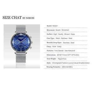 Planet Gates Silver white m Montre Homme 2018 NIBOSI Men Watches Luxury Famous Top Brand Business Casual Creative Mesh Strap Quartz Watch Relogio Masculino