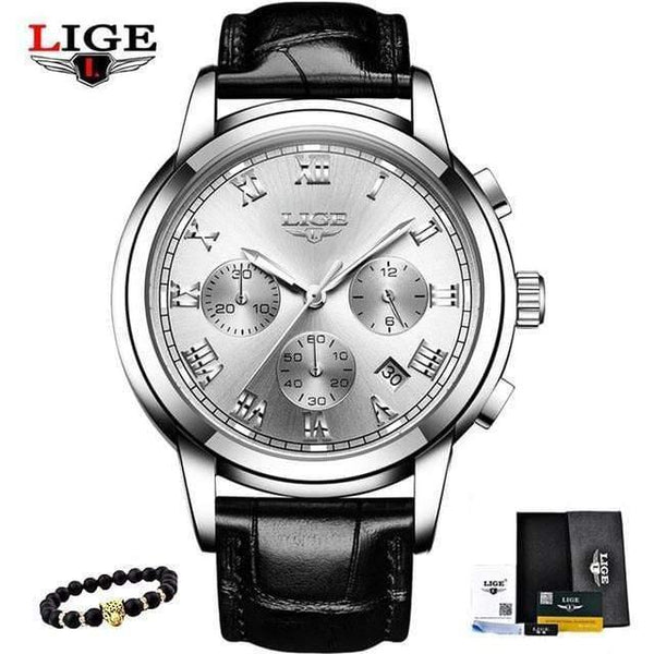 Planet Gates silver white Men's Watches Military Luxury Brand Watch Mens Quartz Stainless Steel Clock Fashion Chronograph Watch Man Relogio Masculino