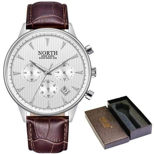 Planet Gates Silver White Men Watches Auto Date Chronograph Quartz Watch Men Gold Casual Sport Military Wrist Watch