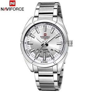 Planet Gates silver white Men Watches Luxury Sport Quartz 30M Waterproof Watches Men's Stainless Steel Band Auto Date Wristwatches Relojes