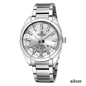Planet Gates silver white Men Watches Luxury Sport Quartz 30M Waterproof Watches Men's Stainless Steel Band Auto Date Wristwatches Relojes