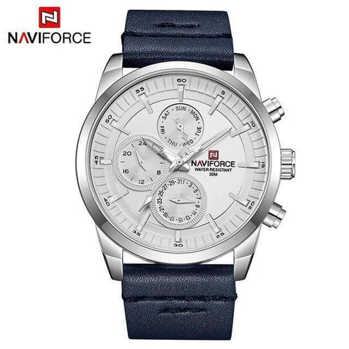 Planet Gates Silver White Mens Watches  Luxury Waterproof 24 hour Date Quartz Watch Man Fashion Leather Sport Wrist Watch Men Clock