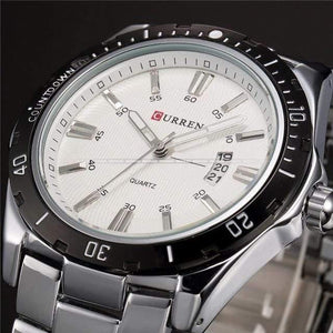 Planet Gates silver white Mens Watches Top Luxury Brand  Men Full Steel Watches Quartz Watch Analog Waterproof Sports Army Military WristWatch