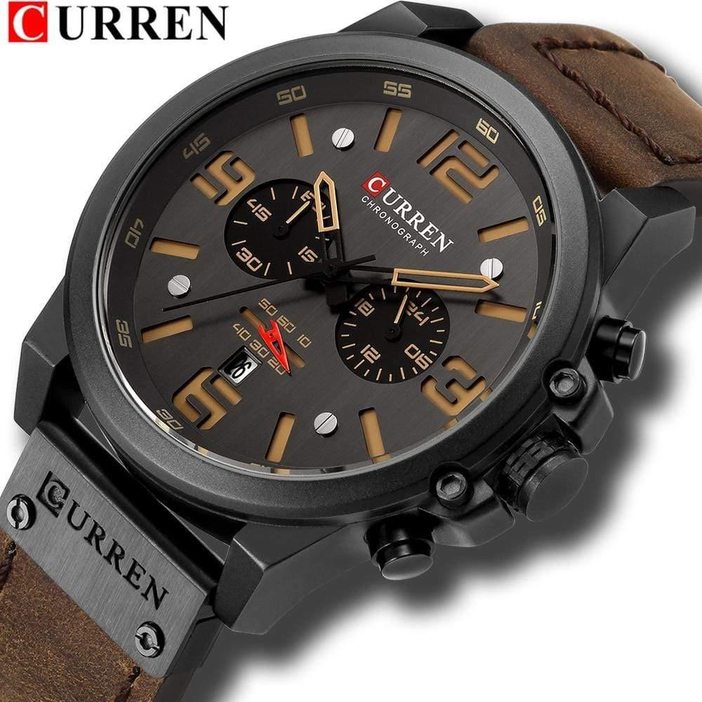 Planet Gates silver white Mens Watches Top Luxury Brand Waterproof Sport Wrist Watch Chronograph Quartz Military Genuine Leather Relogio Masculino