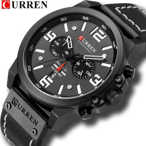 Planet Gates silver white Mens Watches Top Luxury Brand Waterproof Sport Wrist Watch Chronograph Quartz Military Genuine Leather Relogio Masculino