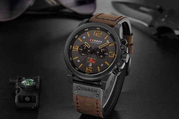 Planet Gates silver white Mens Watches Top Luxury Brand Waterproof Sport Wrist Watch Chronograph Quartz Military Genuine Leather Relogio Masculino