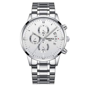 Planet Gates Silver White Steel Mens Watches Top Brand Luxury Military Sport Quartz Watch Men Waterproof Male Sport Clock Wristwatches Relogio Masculino