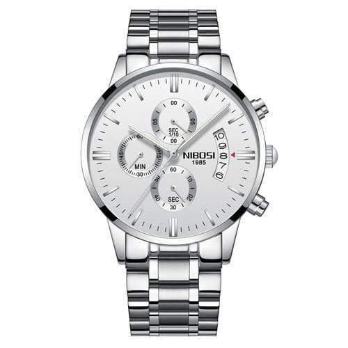 Planet Gates Silver White Steel Mens Watches Top Brand Luxury Military Sport Quartz Watch Men Waterproof Male Sport Clock Wristwatches Relogio Masculino