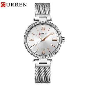 Planet Gates silver white Women's Bracelet Watches Rhinestones Case Shell Surface Ladies Clock black Stainless Steel Watchband