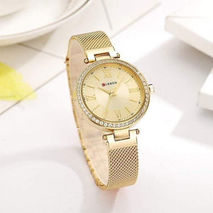 Women's Bracelet Watches Rhinestones Case Shell Surface Ladies Clock black Stainless Steel Watchband - Planet Gates