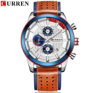 Planet Gates silver white Wristwatches Fashion New Arrival Calendar Casual Men Watches High Quality Leather Strap Chronograph Quartz watch