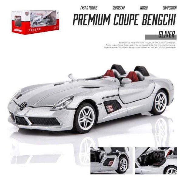 Planet Gates Silver with box 1:32 Mercedes-Benz Slr Car Model Convertible Mclaren Super Sports Car Toy Car Model Simulation Ornaments Alloy Toy Car Boy Gift