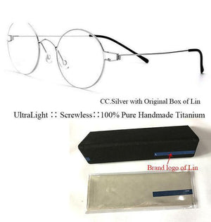 Planet Gates Silver with Box Titanium Glasses Men Screwless Business Oliver Ultralight Myopia Round Korean Moon