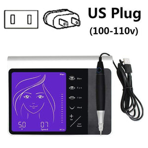 Planet Gates Silver with US Plug Touch Screen Rechargeable Battery US/EU Plug Permanent Makeup Machine Kit Eyebrow Lip Eyeliner Machine With 2 Cartridge Neeldes