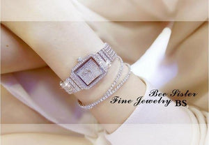 Planet Gates silver Women Watch Rhinestone Watches Lady Diamond Stone Dress Watch Stainless Steel Bracelet Wristwatch ladies Crystal Watch