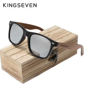 Planet Gates Silver Wood box / China / Original Polarized KINGSEVEN New Black Walnut Sunglasses Wood Polarized Sunglasses Men's Glasses Handmade UV400 Protection Eyewear Retro Wooden Box
