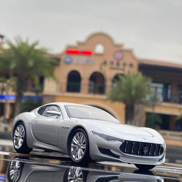 Planet Gates Silvery 1:32 Maserati Alfieri Alloy Sports Car Model Diecasts Metal Toy Vehicles Car Model Sound and Light High Simulation Kids Toy Gift