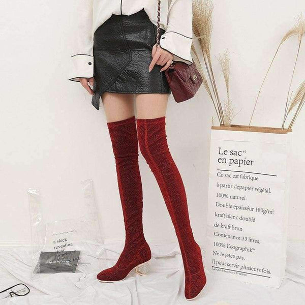 Planet Gates SIMLOVEYO Women Boots Stretch Slim Thigh High Boots female Sexy Over the Knee Boots High Heel Shoes Botas feminino mujer  B706