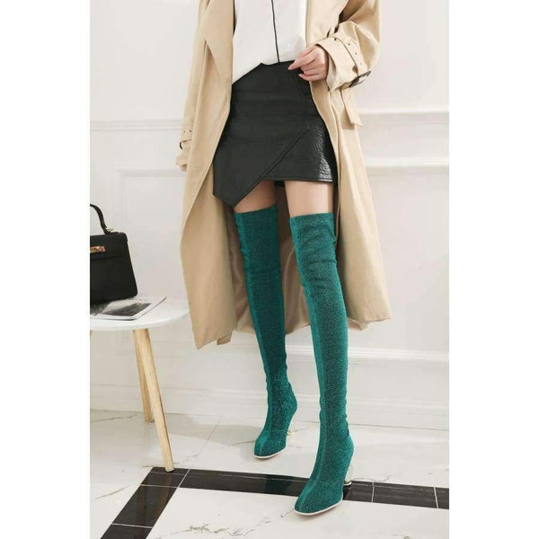 Planet Gates SIMLOVEYO Women Boots Stretch Slim Thigh High Boots female Sexy Over the Knee Boots High Heel Shoes Botas feminino mujer  B706