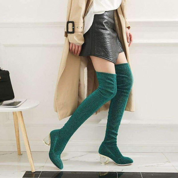 Planet Gates SIMLOVEYO Women Boots Stretch Slim Thigh High Boots female Sexy Over the Knee Boots High Heel Shoes Botas feminino mujer  B706