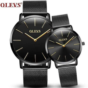 Planet Gates Simple couple black Watch Men Women watches OLEVS Luxury brand Quartz High quality relogio masculino Ultrathin Clock Unisex Lovers watch saat