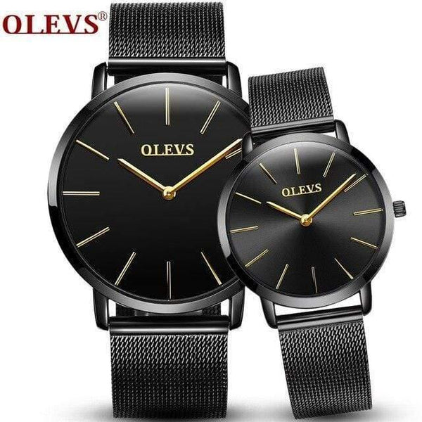 Planet Gates Simple couple black Watch Men Women watches OLEVS Luxury brand Quartz High quality relogio masculino Ultrathin Clock Unisex Lovers watch saat
