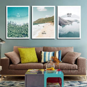 Simple Paint By Numbers Landscape Painting Beach Vacation Poster Print Letter Canvas Painting Picture Home Wall Art Decoration