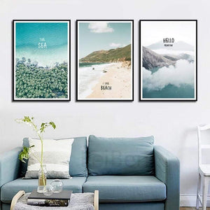 Simple Paint By Numbers Landscape Painting Beach Vacation Poster Print Letter Canvas Painting Picture Home Wall Art Decoration