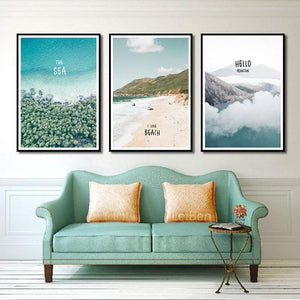Simple Paint By Numbers Landscape Painting Beach Vacation Poster Print Letter Canvas Painting Picture Home Wall Art Decoration