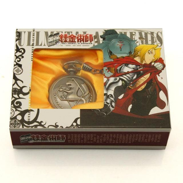 Planet Gates Simple style by box Pocket Watch Men's Quartz Watch Cosplay Edward Elric with Chain Anime Boy Gift Relogio Masculino