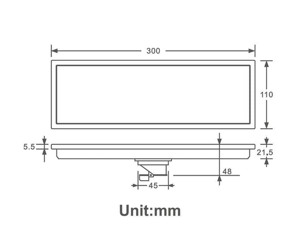Planet Gates Simple Style Drain 30*11 Rectangle Invisible Kitchen Filter Strainer Drain Bathroom Shower Drain Bathroom AccessoriesY38090 (Y38090)