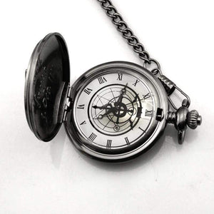 Planet Gates Simple style no box Pocket Watch Men's Quartz Watch Cosplay Edward Elric with Chain Anime Boy Gift Relogio Masculino
