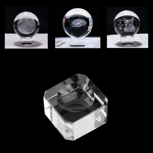 Planet Gates Simple Transparent Crystal Display Square Base Table Holder Stand Home Decor Ornament Glass Ball Bracket