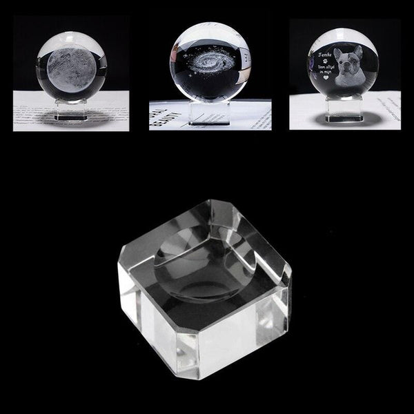 Planet Gates Simple Transparent Crystal Display Square Base Table Holder Stand Home Decor Ornament Glass Ball Bracket