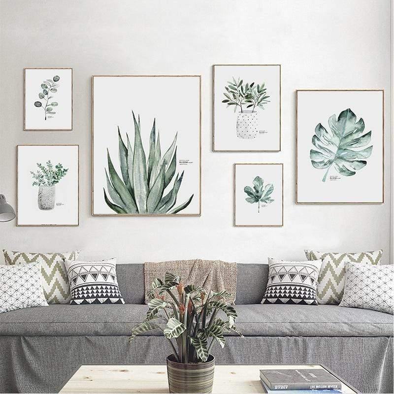 Planet Gates Simple Watercolor Vase Green Plant Art Poster Wall Art Print Canvas Painting Picture Modern Home Living Room Decoration Custom