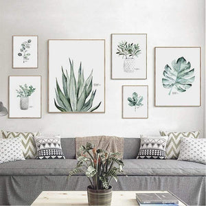 Planet Gates Simple Watercolor Vase Green Plant Art Poster Wall Art Print Canvas Painting Picture Modern Home Living Room Decoration Custom
