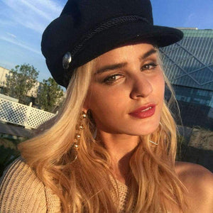 Planet Gates Simplee Fashion black hat cap women Casual streetwear rope flat cap Elegant solid autumn winter warm beret hat female 2017