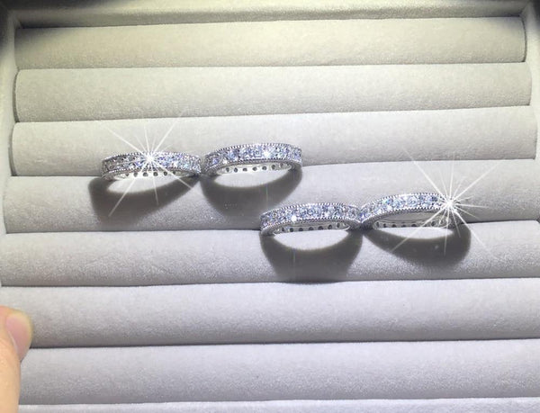 Planet Gates Simulated Diamond platinum Solid Sterling 925 Silver Wedding Band Eternity Ring Jewelry Wholesale