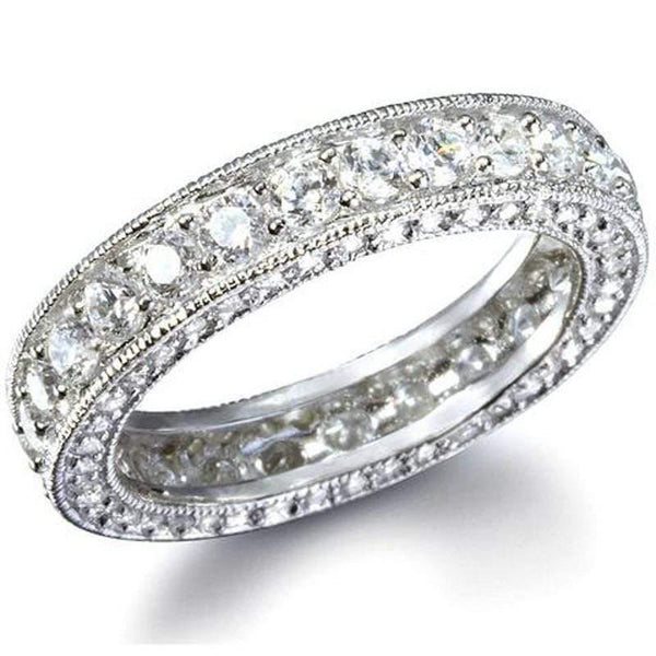 Planet Gates Simulated Diamond platinum Solid Sterling 925 Silver Wedding Band Eternity Ring Jewelry Wholesale