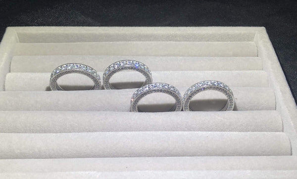 Planet Gates Simulated Diamond platinum Solid Sterling 925 Silver Wedding Band Eternity Ring Jewelry Wholesale