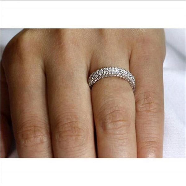 Planet Gates Simulated Diamond platinum Solid Sterling 925 Silver Wedding Band Eternity Ring Jewelry Wholesale