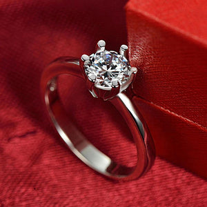 Planet Gates Simulated Diamond Ring Sterling Silver 925 Jewelry with Platinum Plated Diamond 1carat Rings for Women Gift RW070