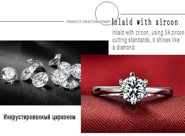 Planet Gates Simulated Diamond Ring Sterling Silver 925 Jewelry with Platinum Plated Diamond 1carat Rings for Women Gift RW070