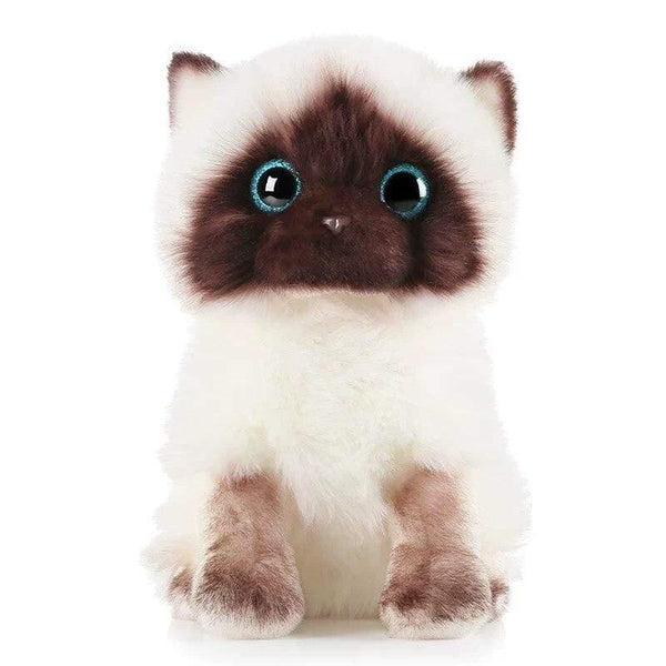 Simulation Siamese Cat Plush Toy Blue Sequins Eyes Cat Plush Doll Brown And White Face Ragdoll Plush Cat Home Decor Doll Toys