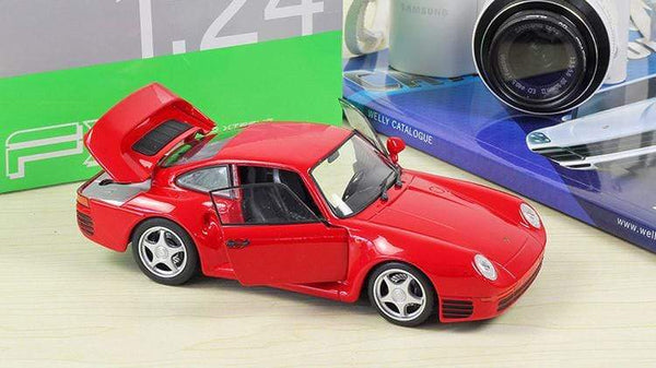 Planet Gates Simulator Welly Diecast Model Car 1:24 Scale Porsche 959 Classic Sports Car Metal Alloy Race Toy Car For Boy Gift Collection