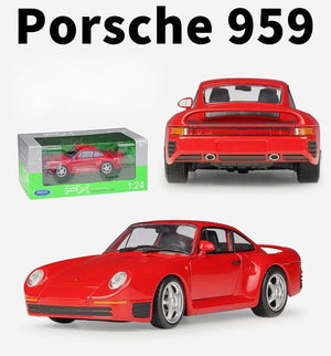 Planet Gates Simulator Welly Diecast Model Car 1:24 Scale Porsche 959 Classic Sports Car Metal Alloy Race Toy Car For Boy Gift Collection