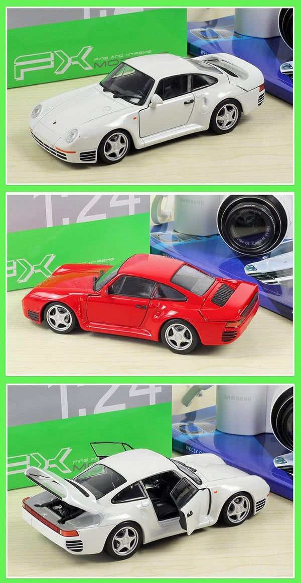 Planet Gates Simulator Welly Diecast Model Car 1:24 Scale Porsche 959 Classic Sports Car Metal Alloy Race Toy Car For Boy Gift Collection