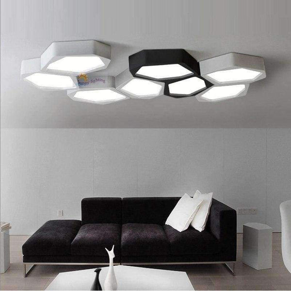 Planet Gates single black / 12W Library 1 Pcs Novelty Cell Led Light modern Commercial Lighting For Office Study Room Surface Black White Led Ceiling Lamp Avize